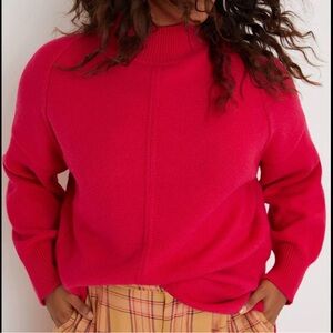 Maeve Anthropologie Crystal Mock Neck Tunic Sweater Hot Pink Women’s